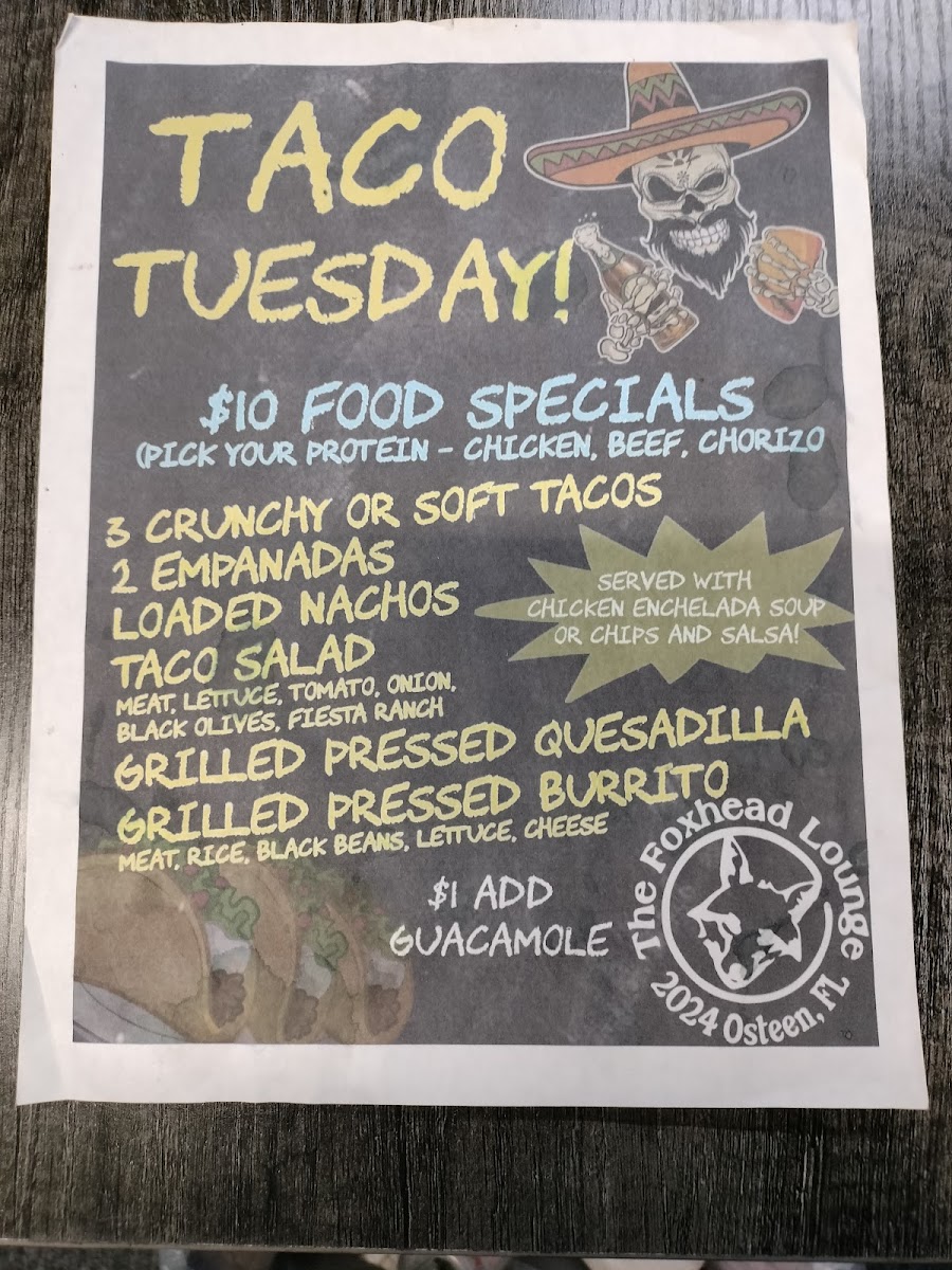 Foxhead Lounge Menu - Image 3